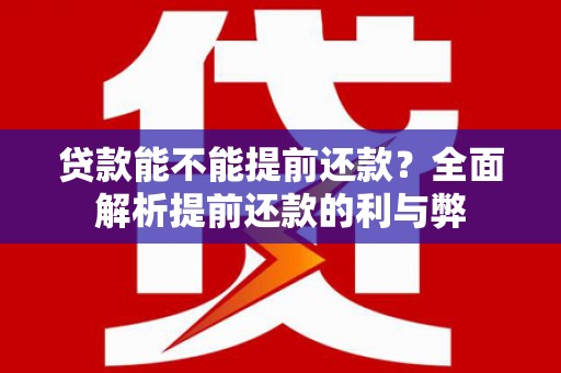 宁蒗贷款能不能提前还款？全面解析提前还款的利与弊