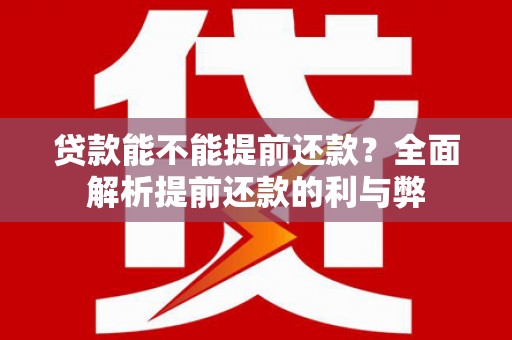 宁蒗贷款能不能提前还款？全面解析提前还款的利与弊