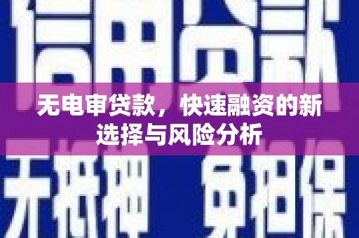 宁蒗无电审贷款，快速融资的新选择与风险分析